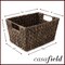 Casafield Set of 4 Water Hyacinth Storage Baskets with Handles, Woven Rectangular Storage Bins for Shelves, Blankets, Laundry Organization